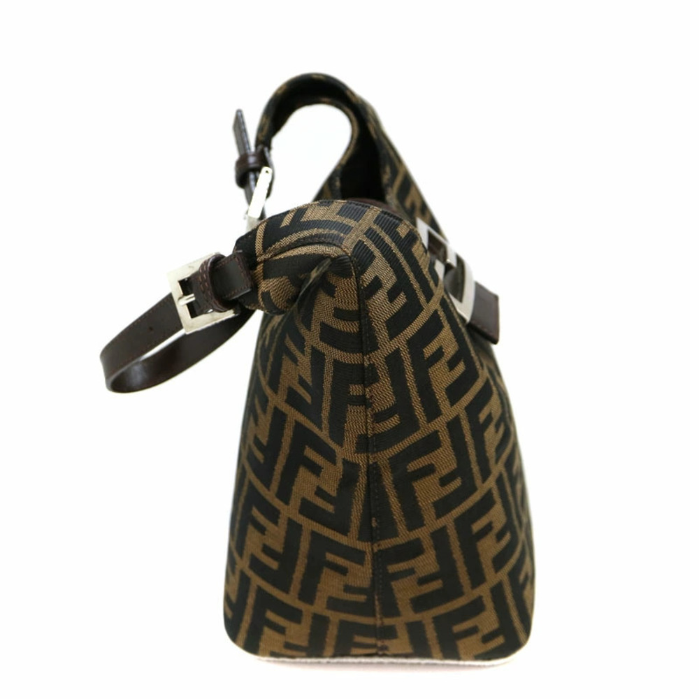 FENDI One Shoulder Hobo Bag Handbag Zucca Brown Canvas Leather - Picture 5 of 6